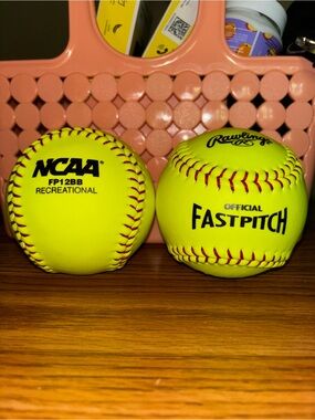 Rawlings Neon Yellow Softball Two-Pack with Red Stitching